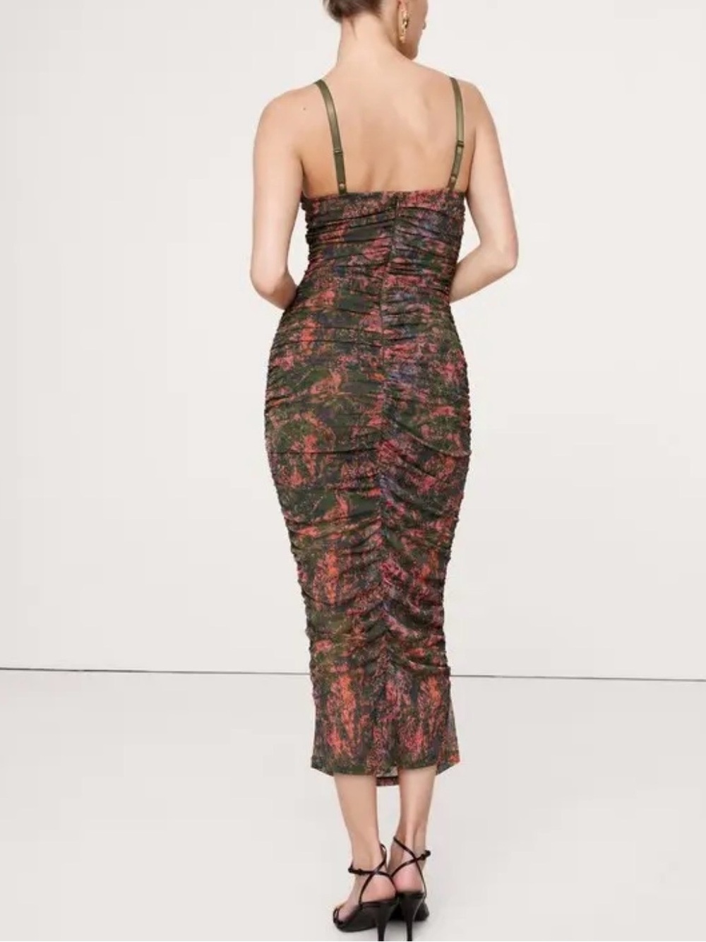 Banana Republic Black Midi Dress with Pink Floral Print